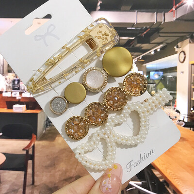 1 szett Akril hajkapcsok nőknek Divat Hajfogantyúk Geometrikus Gyöngytartók Hajtűk Fejfedők Lány Hajkiegészítők Ékszerek