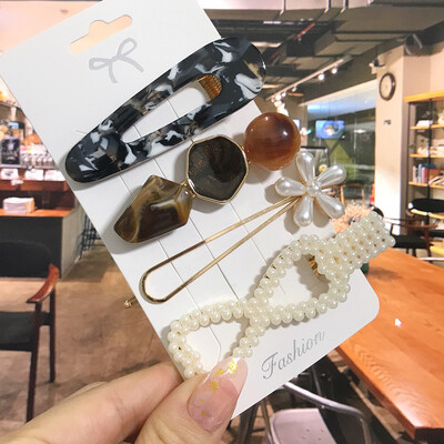 1 szett Akril hajkapcsok nőknek Divat Hajfogantyúk Geometrikus Gyöngytartók Hajtűk Fejfedők Lány Hajkiegészítők Ékszerek