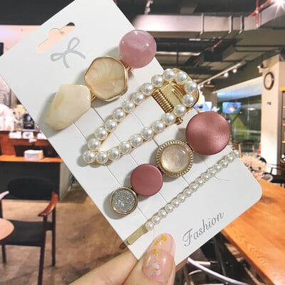 1 szett Akril hajkapcsok nőknek Divat Hajfogantyúk Geometrikus Gyöngytartók Hajtűk Fejfedők Lány Hajkiegészítők Ékszerek