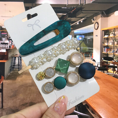 1 szett Akril hajkapcsok nőknek Divat Hajfogantyúk Geometrikus Gyöngytartók Hajtűk Fejfedők Lány Hajkiegészítők Ékszerek