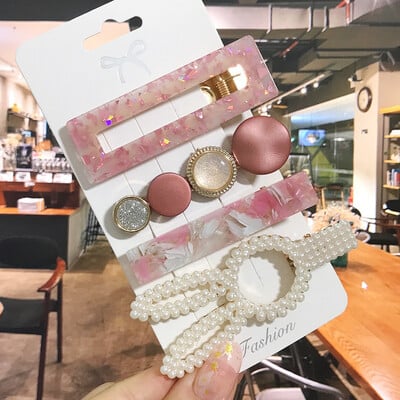 1 szett Akril hajkapcsok nőknek Divat Hajfogantyúk Geometrikus Gyöngytartók Hajtűk Fejfedők Lány Hajkiegészítők Ékszerek