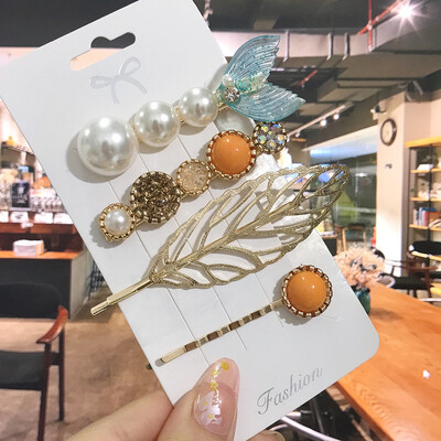 1 szett Akril hajkapcsok nőknek Divat Hajfogantyúk Geometrikus Gyöngytartók Hajtűk Fejfedők Lány Hajkiegészítők Ékszerek