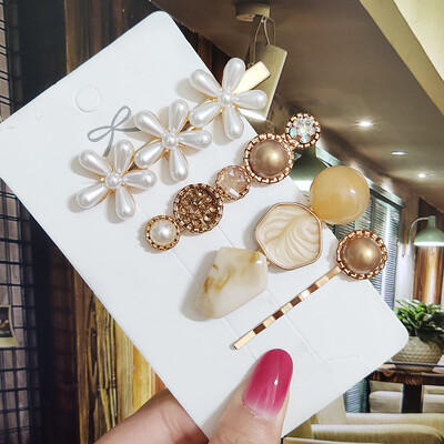 1 szett Akril hajkapcsok nőknek Divat Hajfogantyúk Geometrikus Gyöngytartók Hajtűk Fejfedők Lány Hajkiegészítők Ékszerek