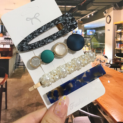 1 szett Akril hajkapcsok nőknek Divat Hajfogantyúk Geometrikus Gyöngytartók Hajtűk Fejfedők Lány Hajkiegészítők Ékszerek