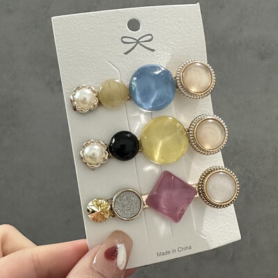 1 szett Akril hajkapcsok nőknek Divat Hajfogantyúk Geometrikus Gyöngytartók Hajtűk Fejfedők Lány Hajkiegészítők Ékszerek