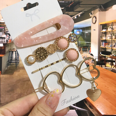 1 szett Akril hajkapcsok nőknek Divat Hajfogantyúk Geometrikus Gyöngytartók Hajtűk Fejfedők Lány Hajkiegészítők Ékszerek