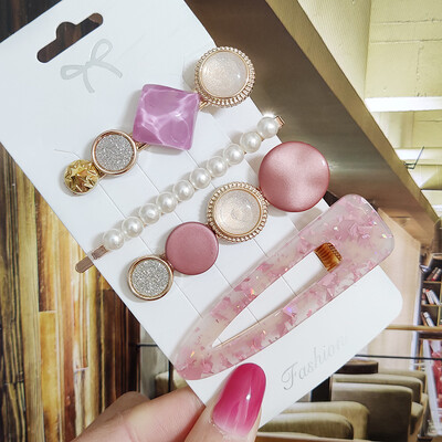 1 szett Akril hajkapcsok nőknek Divat Hajfogantyúk Geometrikus Gyöngytartók Hajtűk Fejfedők Lány Hajkiegészítők Ékszerek