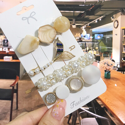 1 szett Akril hajkapcsok nőknek Divat Hajfogantyúk Geometrikus Gyöngytartók Hajtűk Fejfedők Lány Hajkiegészítők Ékszerek