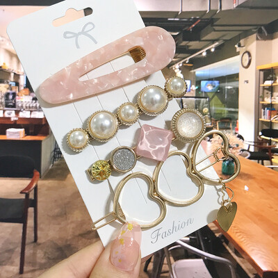 1 szett Akril hajkapcsok nőknek Divat Hajfogantyúk Geometrikus Gyöngytartók Hajtűk Fejfedők Lány Hajkiegészítők Ékszerek