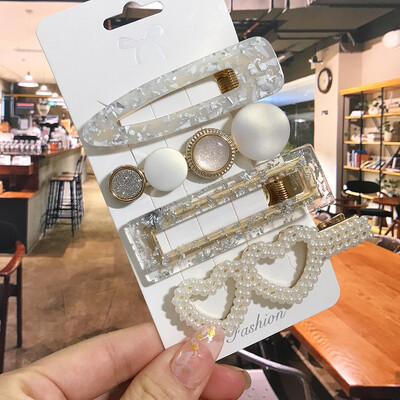 1 szett Akril hajkapcsok nőknek Divat Hajfogantyúk Geometrikus Gyöngytartók Hajtűk Fejfedők Lány Hajkiegészítők Ékszerek