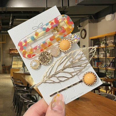 1 szett Akril hajkapcsok nőknek Divat Hajfogantyúk Geometrikus Gyöngytartók Hajtűk Fejfedők Lány Hajkiegészítők Ékszerek