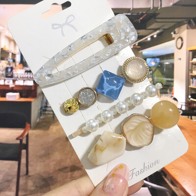 1 szett Akril hajkapcsok nőknek Divat Hajfogantyúk Geometrikus Gyöngytartók Hajtűk Fejfedők Lány Hajkiegészítők Ékszerek