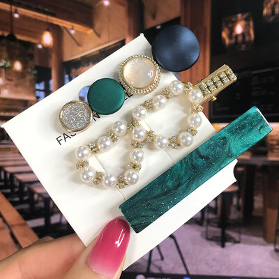 1 szett Akril hajkapcsok nőknek Divat Hajfogantyúk Geometrikus Gyöngytartók Hajtűk Fejfedők Lány Hajkiegészítők Ékszerek