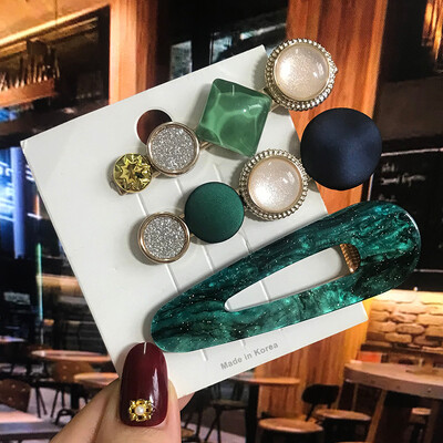 1 szett Akril hajkapcsok nőknek Divat Hajfogantyúk Geometrikus Gyöngytartók Hajtűk Fejfedők Lány Hajkiegészítők Ékszerek