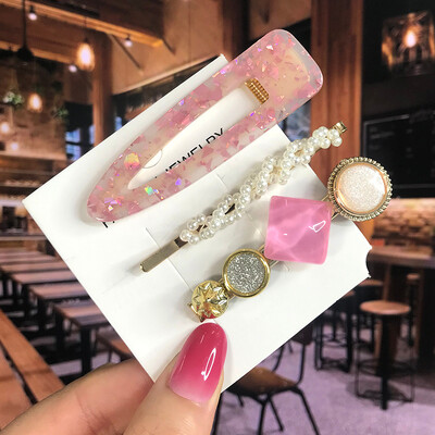 1 szett Akril hajkapcsok nőknek Divat Hajfogantyúk Geometrikus Gyöngytartók Hajtűk Fejfedők Lány Hajkiegészítők Ékszerek