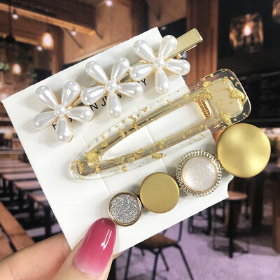 1 szett Akril hajkapcsok nőknek Divat Hajfogantyúk Geometrikus Gyöngytartók Hajtűk Fejfedők Lány Hajkiegészítők Ékszerek