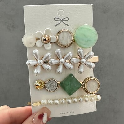 1 szett Akril hajkapcsok nőknek Divat Hajfogantyúk Geometrikus Gyöngytartók Hajtűk Fejfedők Lány Hajkiegészítők Ékszerek