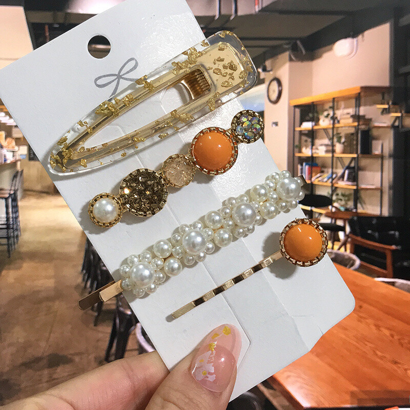 1 szett Akril hajkapcsok nőknek Divat Hajfogantyúk Geometrikus Gyöngytartók Hajtűk Fejfedők Lány Hajkiegészítők Ékszerek