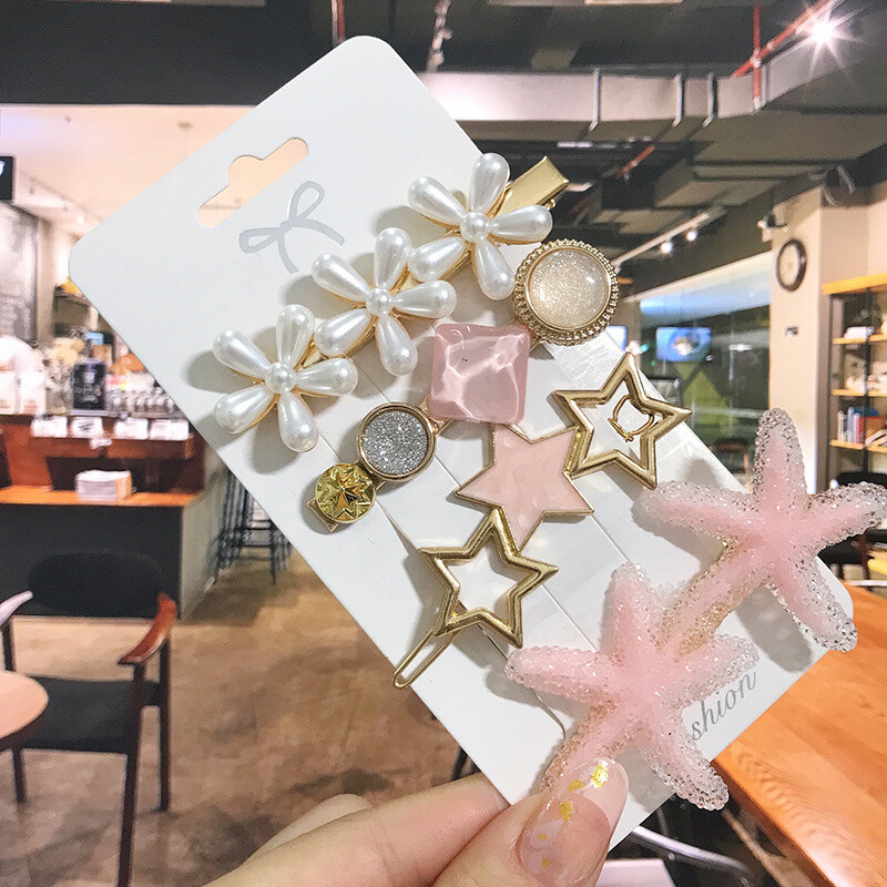 1 szett Akril hajkapcsok nőknek Divat Hajfogantyúk Geometrikus Gyöngytartók Hajtűk Fejfedők Lány Hajkiegészítők Ékszerek