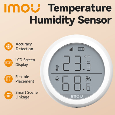Az IMOU WiFi intelligens hőmérséklet- és páratartalom-érzékelő LCD-képernyő előzményeinek rögzítése Intelligens otthonbiztonsági munkavégzés az Imou Life alkalmazással Nincs akkumulátor