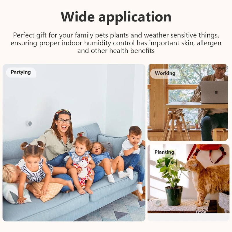 IMOU WiFi Senzor inteligent de temperatură și umiditate Ecran LCD Istoricul Înregistrează securitatea casei inteligente Lucrați cu aplicația Imou Life Fără baterie