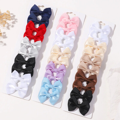 10 бр./компл. панделка Grosgrain, едноцветна фиби с бантик за момичета, ръчно изработени щипки за коса с лъкове Бебешки деца Аксесоари за коса за малки деца