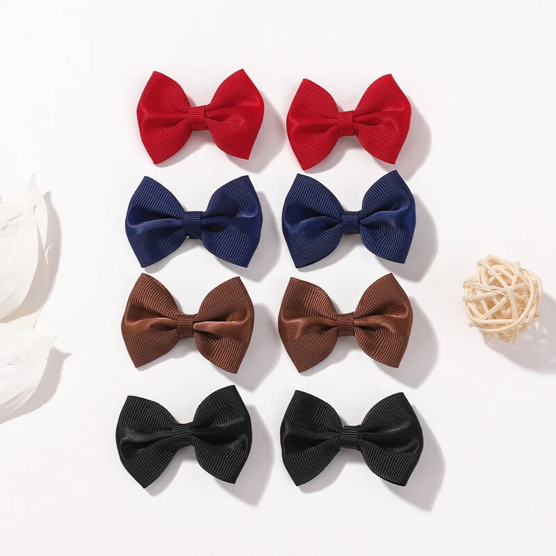 10 vnt./rinkinys Grosgrain Ribbon Vienspalvis Bowknot Plaukų segtukas Mergaitėms Rankų darbo lankeliai Plaukų segtukai Kūdikių Vaikams Mažylių Plaukų Priedai
