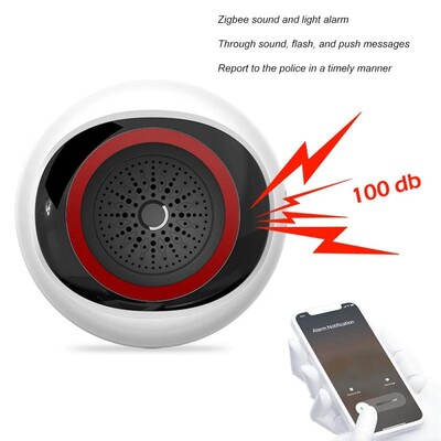 Tuya Zigbee 100DB Inteligentný zvukový a svetelný alarm dva v jednom Senzor Batéria/USB Duálne napájanie Inteligentné prepojenie radu zariadení
