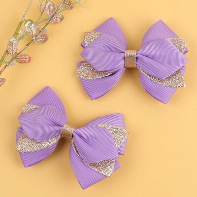 2db Duplarétegű masni Hajkapcsok Csillogó Grosgrain Szalag Hajtűk Lányok Fejviselet Hajmatricák Csípekkel Gyerek hajkiegészítők