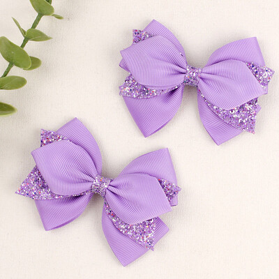 2db Duplarétegű masni Hajkapcsok Csillogó Grosgrain Szalag Hajtűk Lányok Fejviselet Hajmatricák Csípekkel Gyerek hajkiegészítők