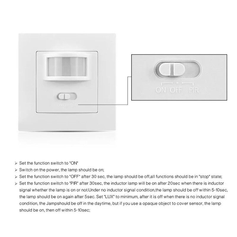 AC 110V 220V PIR infračervený snímač pohybu nástenný snímač pohybu svetelný spínač ZAP/VYP automatický zapustený pre LED žiarovky