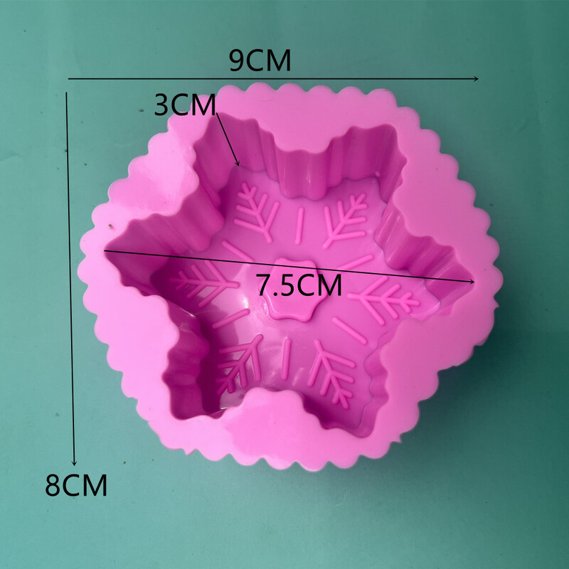 Karácsonyi hópehely forma, kézzel készített barkács aromaterápiás gyertya, kézzel készített szappan házi készítésű modell illat rendezvényekhez, egyszerű szilikon eltávolításhoz