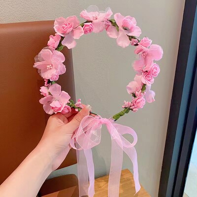 2024 m. saldus drugelio vainiko galvos apdangalas, skirtas princesėms, gėlių plaukams, vaikiška miško stiliaus plaukų juostelė Gėlių mergaitės galvos apdangalas