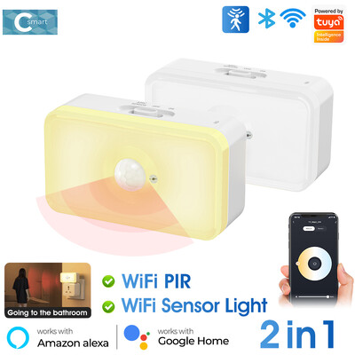 Tuya WIFI PIR mozgásérzékelő emberi testérzékelő intelligens LED éjszakai fény érzékelő alkalmazás Hang Smart Life működik az Alexa GoogleHome segítségével