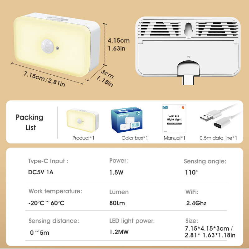 Tuya WIFI PIR mozgásérzékelő emberi testérzékelő intelligens LED éjszakai fény érzékelő alkalmazás Hang Smart Life működik az Alexa GoogleHome segítségével