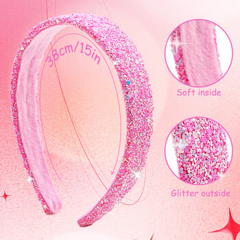 Glitter Headbands for Girls Princess Sparkly Wide Headband Kids Cute Alice Head Band for Children Thick Sparkle Bling Παιδικά μαλλιά