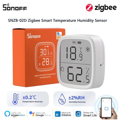 SONOFF SNZB-02D Zigbee intelligens hőmérséklet páratartalom érzékelő nagy LCD távirányító valós idejű monitorozás Ewelink APP az Alexa Google Home segítségével