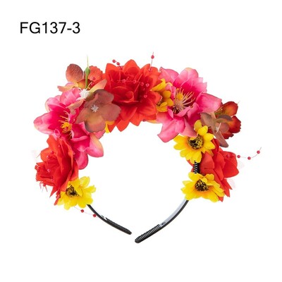 1PC Bandita cu flori de trandafiri de Halloween cu voal negru Costum de petrecere pentru femei, Cosplay cu flori pentru cap, caciula Ziua Morților