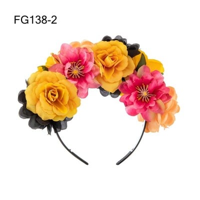 1PC Bandita cu flori de trandafiri de Halloween cu voal negru Costum de petrecere pentru femei, Cosplay cu flori pentru cap, caciula Ziua Morților