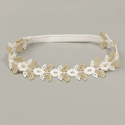 Miela nėriniuota galvos juosta mergaitėms vaikams Elastinė nailono naujagimio turbano plaukų juostelės Minkštos gėlėtos mažylių galvos apdangalai Kūdikių plaukų aksesuarai