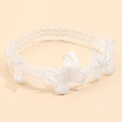 Miela nėriniuota galvos juosta mergaitėms vaikams Elastinė nailono naujagimio turbano plaukų juostelės Minkštos gėlėtos mažylių galvos apdangalai Kūdikių plaukų aksesuarai