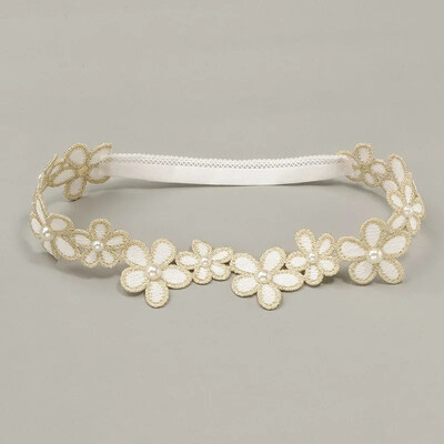 Miela nėriniuota galvos juosta mergaitėms vaikams Elastinė nailono naujagimio turbano plaukų juostelės Minkštos gėlėtos mažylių galvos apdangalai Kūdikių plaukų aksesuarai