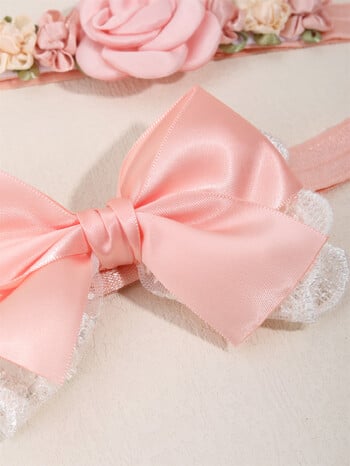 Σετ κεφαλοδεσμών για 2 PC Baby Girl Simulated Flower Headbands Χαριτωμένα δαντέλα με φιόγκο για στηρίγματα φωτογραφίας πάρτι Ιδανικό για δώρο για παιδιά