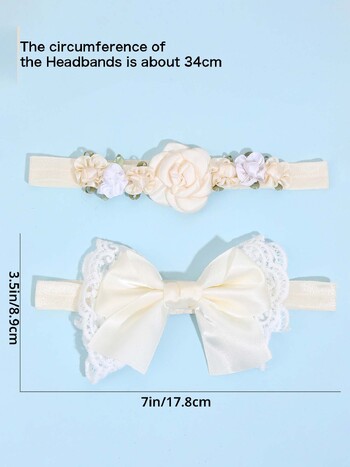 Σετ κεφαλοδεσμών για 2 PC Baby Girl Simulated Flower Headbands Χαριτωμένα δαντέλα με φιόγκο για στηρίγματα φωτογραφίας πάρτι Ιδανικό για δώρο για παιδιά