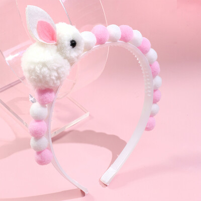 ncmama Kawaii Bunny čelenky Králik Čelenka pre deti Dievčatá Umývacia tvár Čelenka Plyšová loptička Obruč na vlasy Kórea Vlasové doplnky