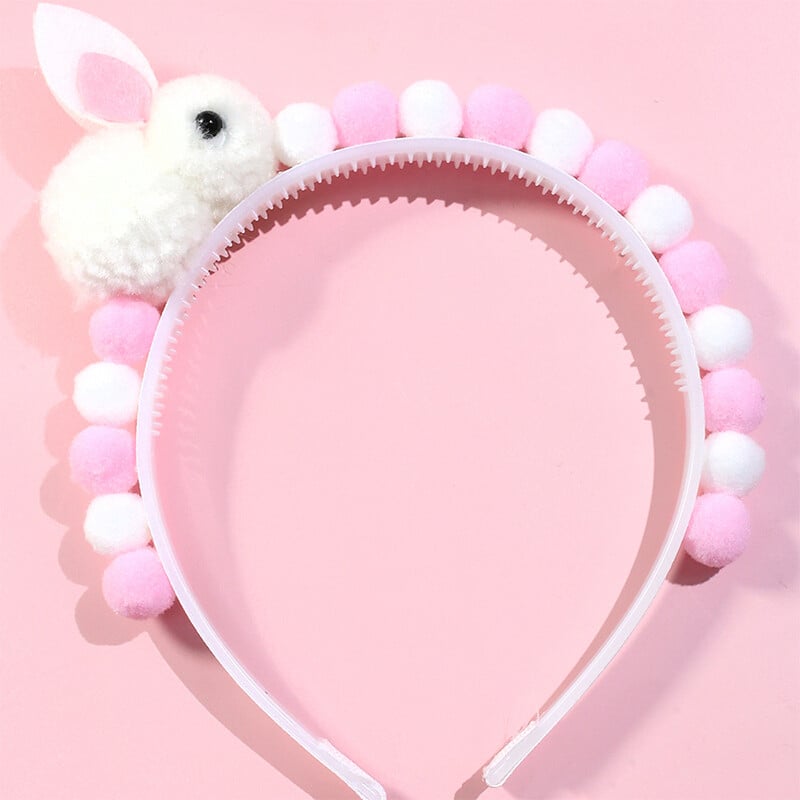 ncmama Kawaii Bunny čelenky Králik Čelenka pre deti Dievčatá Umývacia tvár Čelenka Plyšová loptička Obruč na vlasy Kórea Vlasové doplnky