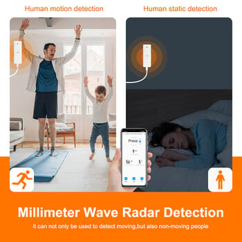 Zigbee Mmwave Αισθητήρας ανθρώπινης παρουσίας Tuya Smart Presence Detector 5V Αισθητήρας κίνησης με ανίχνευση φωτεινότητας/απόστασης