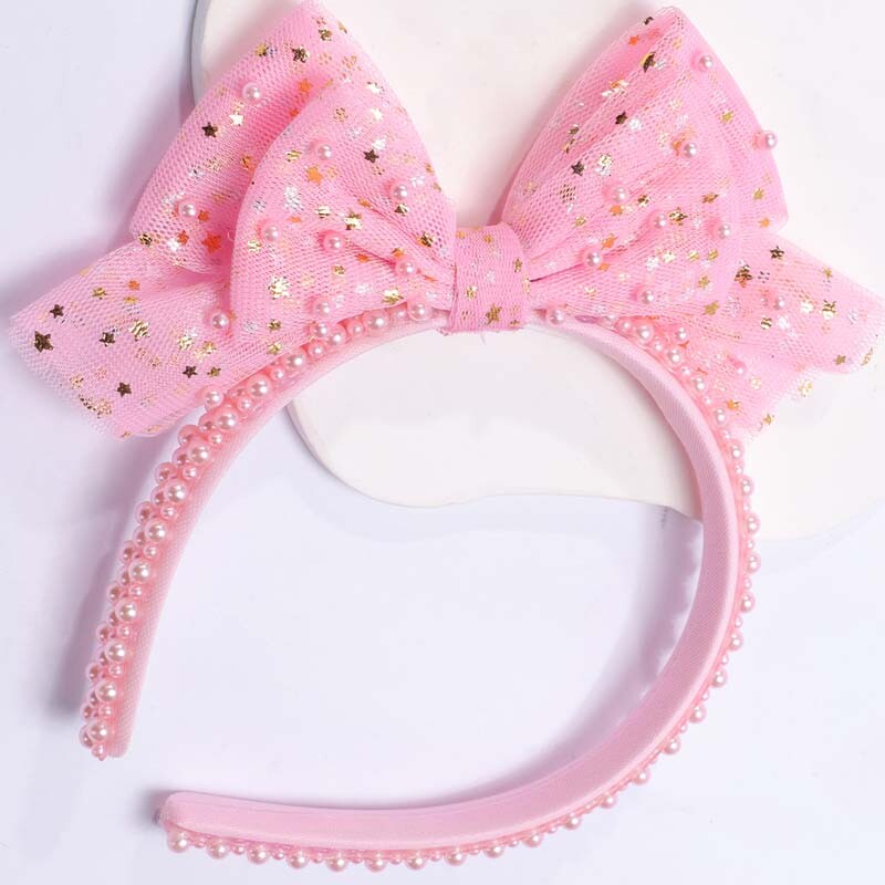 ncmama divatos rózsaszín csipkegyöngy fejpántok nőknek aranyos csillogó csillagok masni hajpánt lány fejfedő haj kiegészítők születésnapi ajándék