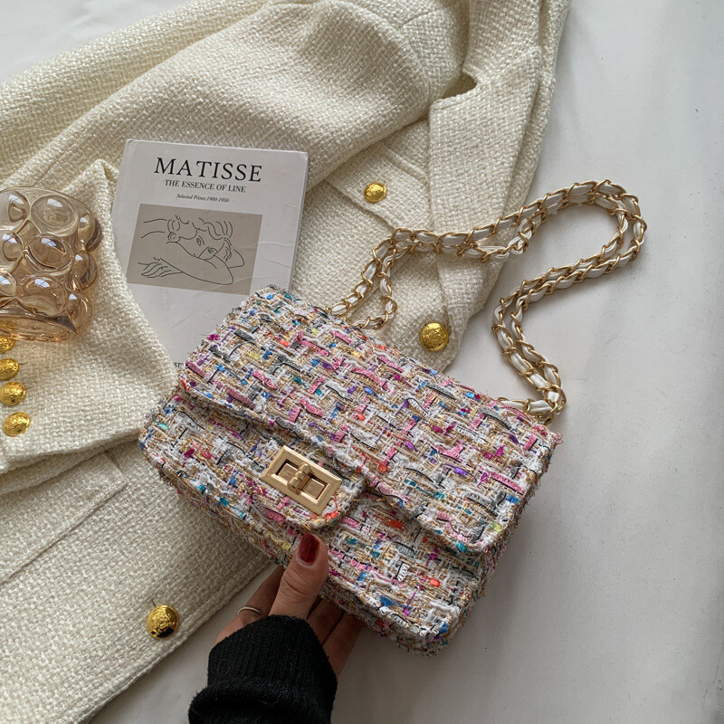 Rankinė Guangdžou mažas vilnonis kvepiančio stiliaus rankinė Rankinė 2023 Populiarus korėjietiško stiliaus universalus grandininis pečių krepšys