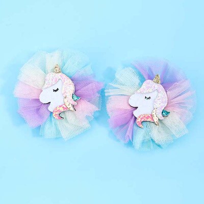 ncmama 2db Unikornis szivárványhálós hajcsat Lányoknak Aranyos Rajzfilm Állat Hajtű Gyerek Barrettes Fejfedők Haj Kiegészítők Ajándékok